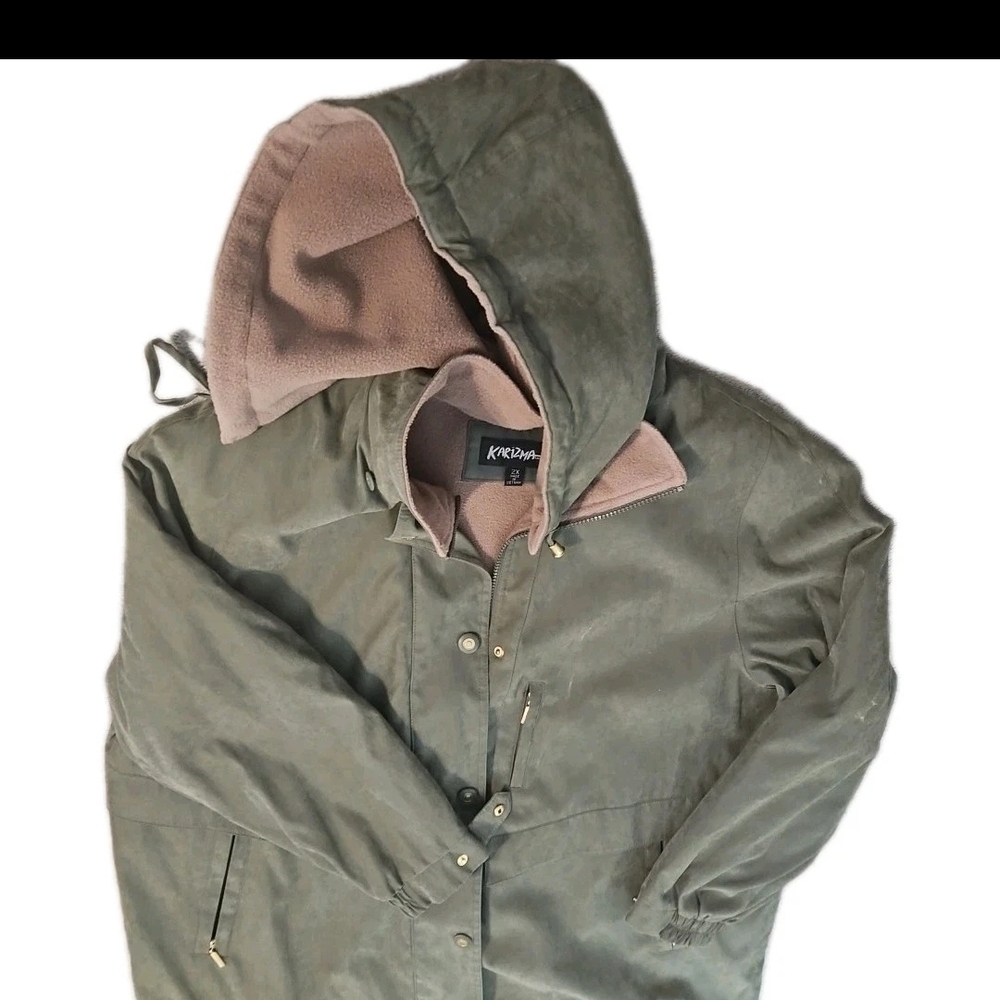 Karizma Men’s 2XL Lined Jacket Hooded Full Zip Detachable Hood Button Y2K Retro